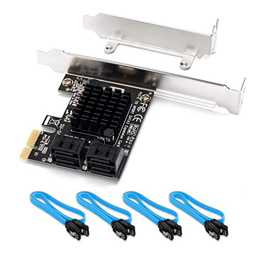 QNINE SATA Card 4 Port with 4 SATA Cables, 6 Gbps SATA Controller PCI Express Expression Card with Low Profile Bracket, Boot as System Disk, Support 4 SATA 3.0 Devices