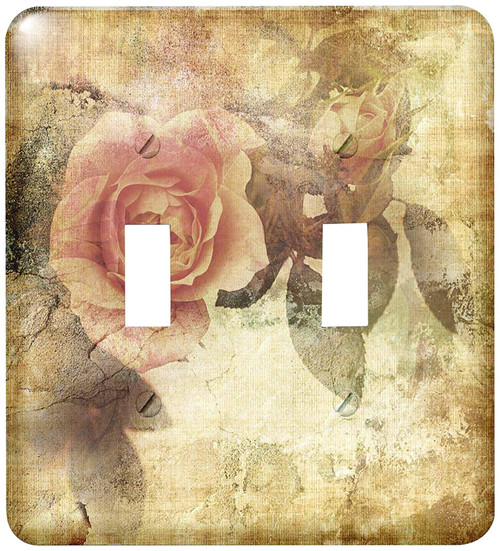 3dRose lsp_222247_2 Pretty Light Pink Vintage Roses On A Grunge Background - Double Toggle Switch 3dRose lsp_222247_2 Pretty Light Pink Vintage Roses On A Grunge Background - Double Toggle Switch