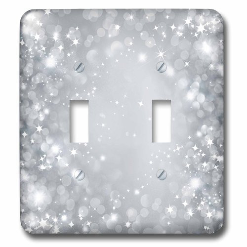 3dRose (lsp_222291_2) White and Gray Sparkle Bokeh with Stars Double Toggle Switch 3dRose (lsp_222291_2) White and Gray Sparkle Bokeh with Stars Double Toggle Switch