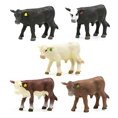 Toy Calf Figures Playset  Set of 5 Cow Babies Farm Animals Toys