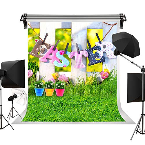 Kate 10x10ft/3x3m Happy Easter Photography Backdrops Spring Background Natural Scenery Grass Green Flowers Photo Studio Background Children Spring Backdrop