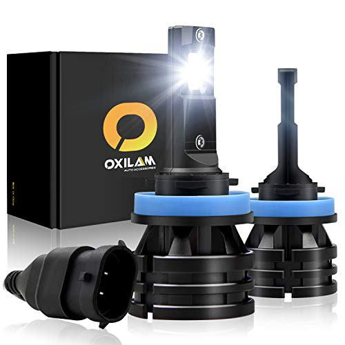 OXILAM H8-H11-LED-Headlight Bulbs [ Mini Size ] 10,000 Lumens Extremely Bright All-in-One Conversion Kit Day Running Light 6000K Cool White-2 Year Warranty (Pack of 2)