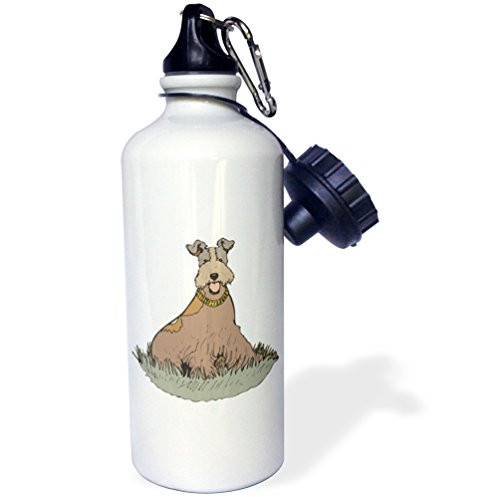 3dRose wb_129143_1"Cute and Cuddly Canine Welsh Terrier" Sports Water Bottle, 21 oz, White