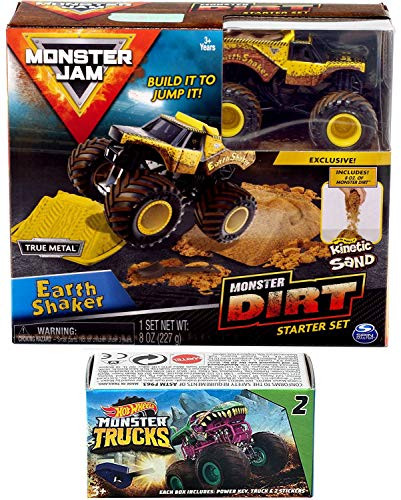 Hot Wheels Shaker Dirt Truck Crew Monster Jam Earth Construction Kit Action 2019 Jump Sand Bundled Blind Box Series Mini Monster Truck with Launcher