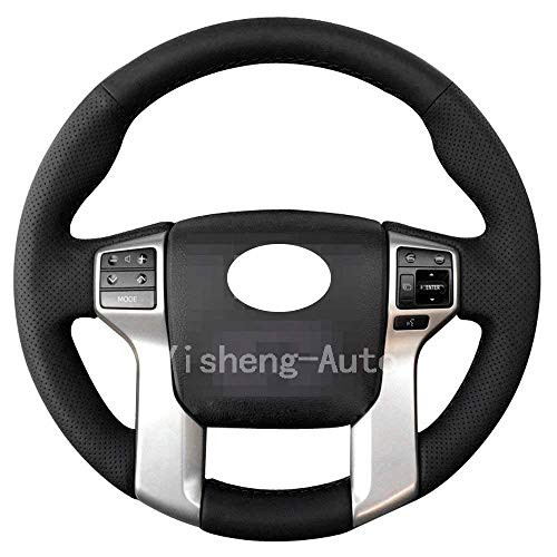 Eiseng Steering Wheel Cover for 2012-2019 Toyota Tacoma 2014-2019 Tundra 2014-2019 Sequoia 2010-2019 4Runner Stitch On Wrap Interior Accessories DIY Black Microfiber Leather (Black thread)