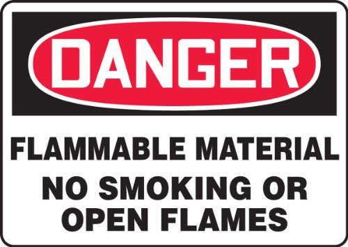 Accuform"Danger Flammable Material No Smoking Or Open Flames" Safety Sign, Accu-Shield, 10 x 14 Inches (MSMK243XP)
