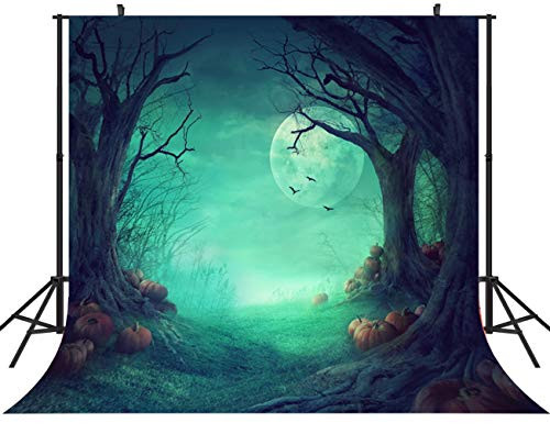 Duluda Halloween Night Pumpkin Moon 8X8FT Seamless Vinyl Photography Backdrop Customized Photo Background Studio Prop HW02C