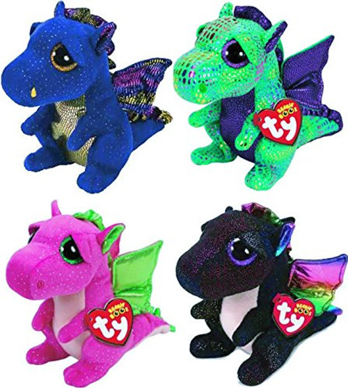 Ty Beanie Boos 4 Piece Dragon Set: Cinder, Darla, Saffire and Anora Ty Beanie Boos 4 Piece Dragon Set: Cinder, Darla, Saffire and Anora