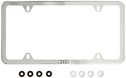 Genuine Audi ZAW071801B Slimline License Plate Frame with Audi Ring