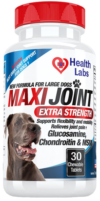 The Health Labs Maxi Strength Glucosamine Chondroitin for Dogs to Provide Arthritis Pain Relief for Dogs - Extend Hip and Joint Care for Canines 30 Tablets