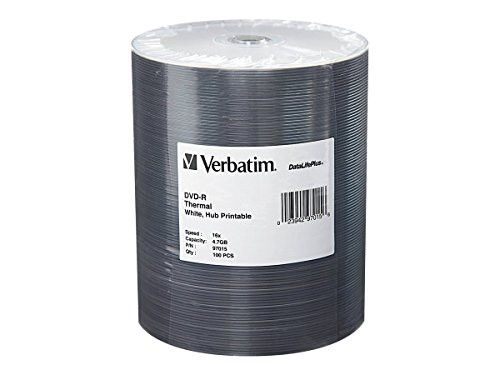 Verbatim DVD-R 4.7GB 16X DataLifePlus White Thermal Printable, Hub Printable - 100Pk Tape Wrap Verbatim DVD-R 4.7GB 16X DataLifePlus White Thermal Printable, Hub Printable - 100Pk Tape Wrap