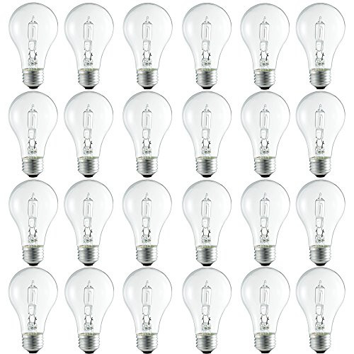 Philips Clear Dimmable A19 Halogen Light Bulb: 2990-Kelvin, 72-Watt (100-Watt Equivalent), E26 Medium Screw Base, Bright White, 24-Pack