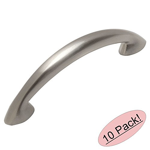 Cosmas 323-64SN Satin Nickel Modern Cabinet Hardware Arch Handle Pull - 2-1/2' Inch (64mm) Hole Centers - 10 Pack