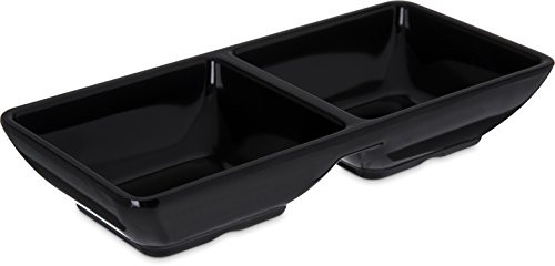 Carlisle 086203 Melamine Double Square Ramekin, 4-oz. Capacity, 5-3/4 x 2-3/4 x 1", Black (Case of 24)