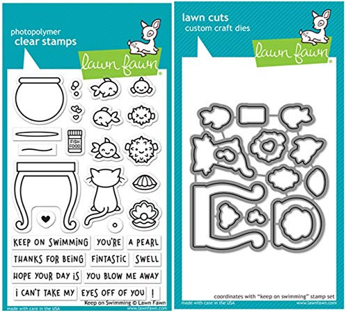Lawn Fawn Keep on Swimming 4"x6" Clear Stamps and Coordinating Custom Craft Dies, Bundle of Two Items (LF 1955, LF1956) Lawn Fawn Keep on Swimming 4"x6" Clear Stamps and Coordinating Custom Craft Dies, Bundle of Two Items (LF 1955, LF1956)
