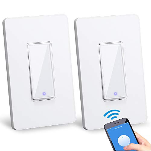 Smart Light Switch Compatible with Alexa/Google Assistant/IFTTT, Wsdcam WiFi Wall Switch App and Voice Control, In-Wall Timer Switch for Lights Fans Motors, No Hub Required - 2 Pack