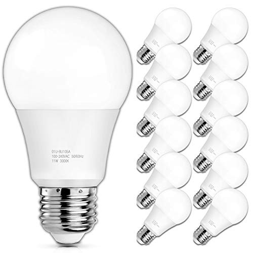 A19 LED Light Bulbs, 100 Watt Equivalent LED Bulbs, 3000K Soft White, 1100 Lumens, Standard E26 Medium Screw Base, CRI 85+, 25000+ Hours Lifespan, No Flicker, Non-Dimmable, Pack of 12 