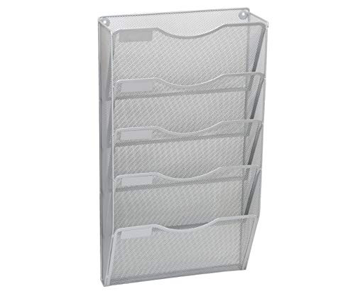 EasyPAG Office 5 Pocket Wall File Hanging Organizer Holder Magazine Folder Rack,Silver