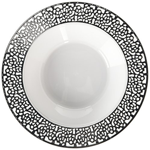 Amscan Reusable Bowls White with Silver Lace Border Premium Party Tableware, Plastic, 12 Ounces, Pack of 10 Supplies (40 Piece)