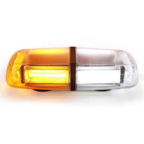 Auxbeam White & Amber Emergency Light Bar LED Roof Top Mini Bar Enforcement Hazard Beacon Caution Warning Flash Strobe Light with Magnetic Base