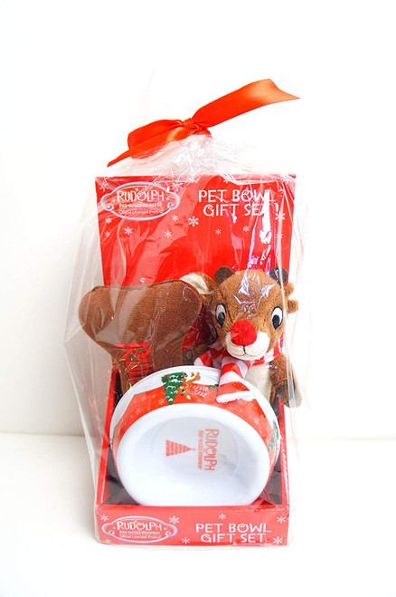 Rudolph The Red-Nosed Reindeer Pet Bowl Gift Set