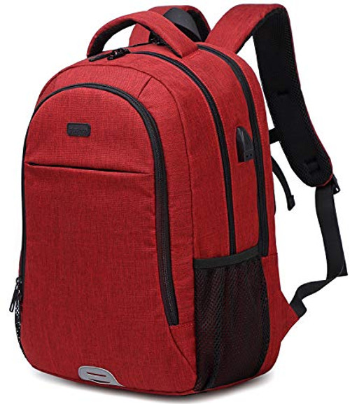 Abshoo RFID Anti Theft Laptops Backpack with USB Charging Port Water Resistant College Backpack for School Travel Bag Carry on Backpack (Red)