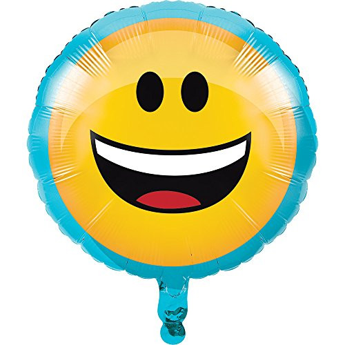 Creative Converting 322179 10 Count Metallic Balloon, 18", Show Your Emojions