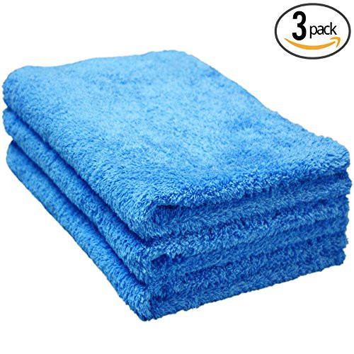 (3-Pack) THE RAG COMPANY 16 in. x 24 in. Eagle Edgeless Blue Professional Korean 70/30 Super Plush 480gsm Microfiber Detailing Towels