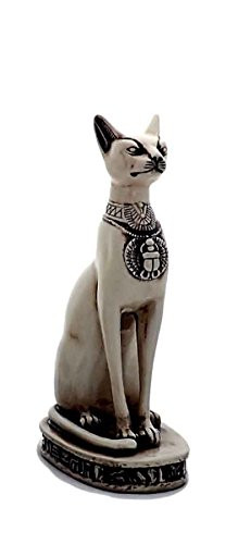 Discoveries Egyptian Imports Bastet Cat Goddess Statue - White - 8" Tall - Made in Egypt