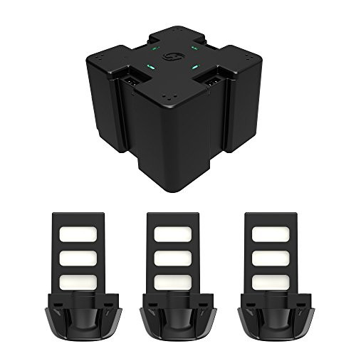 Holy Stone 4 in 1 Battery Charging Hub with 3pcs 3.7V 1000mAh Modular Rechargeable Li-po Battery for RC Quadcopter Drone HS200D Black