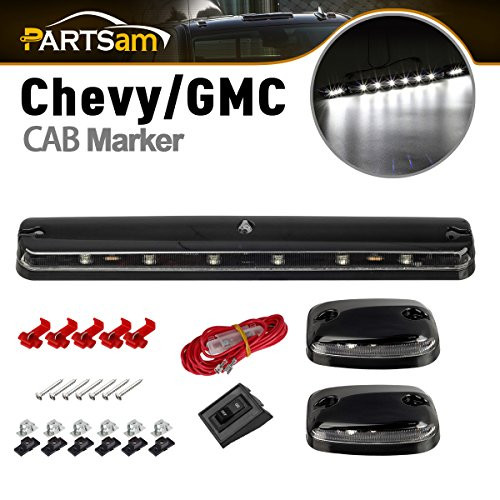 Partsam 3X White 12LED Cab Marker Sealed Top Roof Running Light Compatible with Chevrolet Silverado/GMC Sierra 1500 2500 3500 2500HD 3500HD 2007 2008 2009 2010 2011 2012 2013 2014 Pickup Truck