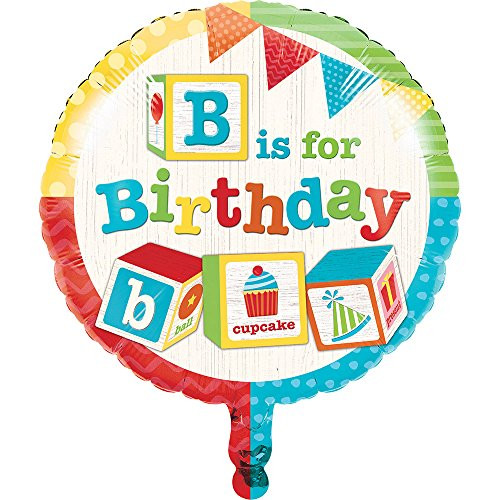 Creative Converting 329345 ABC 10-Count Happy Birthday Metallic Round Balloons