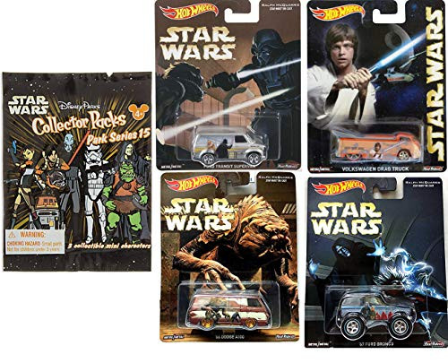 Luke Star Wars Hot wheels Ralph McQuarrie Pop Culture Real Riders Cars Bundled with Ford Van Darth Vader / Skywalker Volkswagen Drag truck / Bronco / Dodge & Mini Figures Collector Park Series 5 items