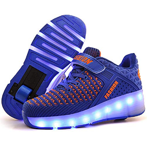 Nsasy Roller Shoes Girls Roller Skate Shoes Boys Kids Rechargeable LED Light up Shoes Chargeable Roller Sneakers Shoes with Wheels