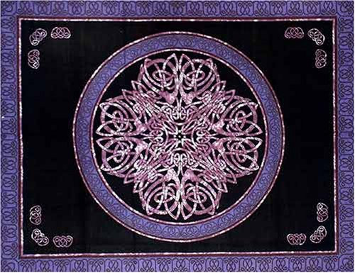 Global Imports Blue & Black & Purple Celtic Circle Indian Bedspread, Queen Size