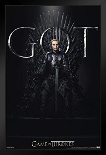 Game of Thrones Brienne of Tarth Iron Throne Season 8 Framed Poster 14x20 inch
