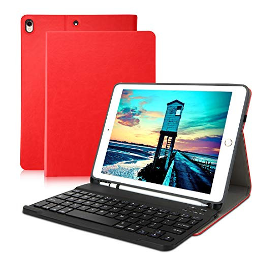 JOSITIN iPad 10.5 Keyboard Case, Detachable Wireless Bluetooth Keyboard, Premium iPad Case with Keyboard and Pencil Holder for iPad Air 3rd Gen 10.5 inch 2019 /iPad Pro 10.5 2017 - Red