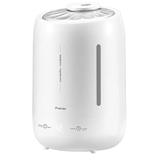 iTvanila Cool Mist Humidifier, 5L Air Humidifiers for Bedroom Large Room Babies Room Ultrasonic Humidifier Whisper Quiet Timer Auto Shut-Off
