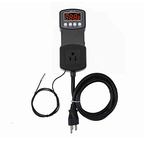 WILLHI WH-1803C PID Digital Temperature Controller Heating 110V 5A Accurate to 0.1 ? or 0.1 °F High Accuracy Outlet Thermostat Waterproof Probe for Incubator Wine Brewing Fermentation Temp Control