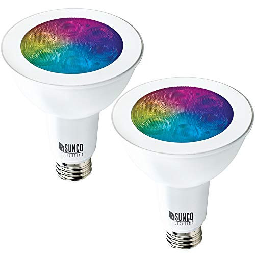 Sunco Lighting 2 Pack WiFi LED Smart Bulb, PAR30, 11W, Color Changing (RGB & CCT), Dimmable, Compatible with Amazon Alexa & Google Assistant - No Hub Required