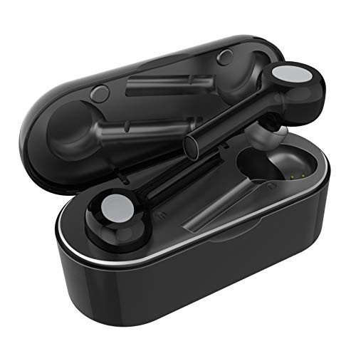 Wireless Earbuds, AMORNO True Wireless Earbuds Bluetooth 5.0 Stereo Bluetooth Headphones TWS in-Ear Headset with Charging Case, Built-in Mic (Black+Silver)