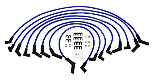 A-Team Performance Silicone Spark Plug Wires Set Compatible with SBF Small Block Ford Valve Cover Wires 221 255 260 289 302 351W BOSS 302 Fits HEI Distributor Caps Blue 8.0mm