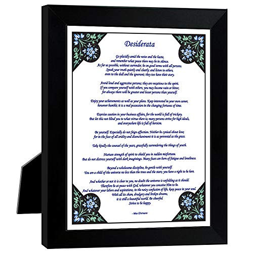 Poetry Gifts Desiderata by Max Ehrmann, Famous Poem in 8x10 Inch Frame