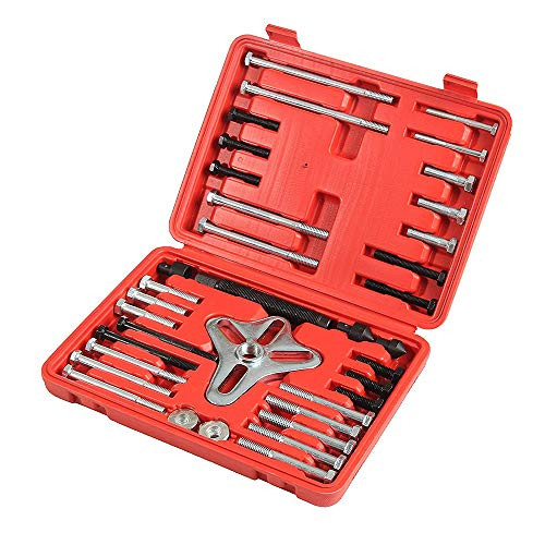 A ABIGAIL Harmonic Balancer Puller 46 Pcs Tool Kit  Flywheel Puller, Crankshaft Pulley Removal, Steering Wheel Pulling Set Pulley Yoke Crank