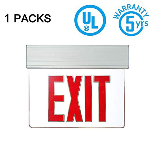 SPECTSUN LED Exit Sign with Battery Backup, Red Exit Light - 1 Pack, Hardwired Red Exit Sign Modern, 120V/277V Transparent Exit Sign with Arrow, UL Exit Sign Lighting, 2 Sided Fire Exit Sign Clear SPECTSUN LED Exit Sign with Battery Backup, Red Exit Light - 1 Pack, Hardwired Red Exit Sign Modern, 120V/277V Transparent Exit Sign with Arrow, UL Exit Sign Lighting, 2 Sided Fire Exit Sign Clear