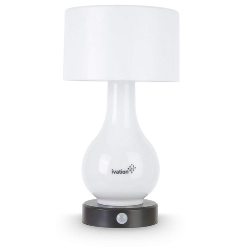 Ivation 6-LED Battery Operated Motion Sensing Table Lamp - Multi Zone Light: Body Only, Shade Only, or Both Body & Shade - can Also Light Continuously