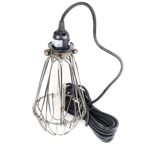 Industrial Vintage Style Hanging Pendant Light Fixture Thick Metal Wire Cage , Lamp Guard, Adjustable Cage Openings to Different Styles , Bronze Finish