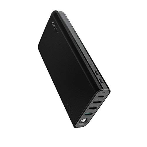 EasyAcc 20000mAh USB C Portable Charger, QC 3.0 Power Bank (5A Input, 6A Output) Fast Charge External Battery Pack, Black Grey