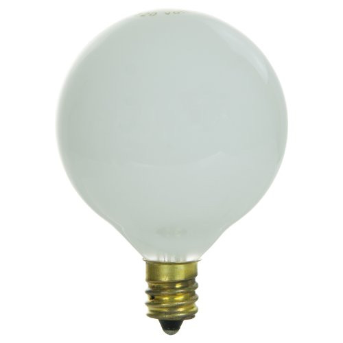Sunlite 25G16.5/WH/CD2 Incandescent 25-Watt, Candelabra Based, G16.5 Globe Bulb, White, 2 Pack