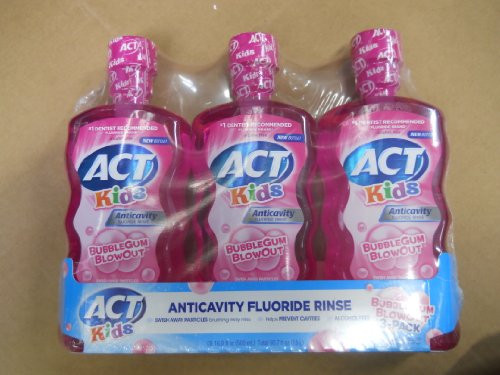 ACT Kids Anticavity Fluoride Rinse, Bubblegum Blowout, 16.9 oz (Pack of 3) ACT Kids Anticavity Fluoride Rinse, Bubblegum Blowout, 16.9 oz (Pack of 3)
